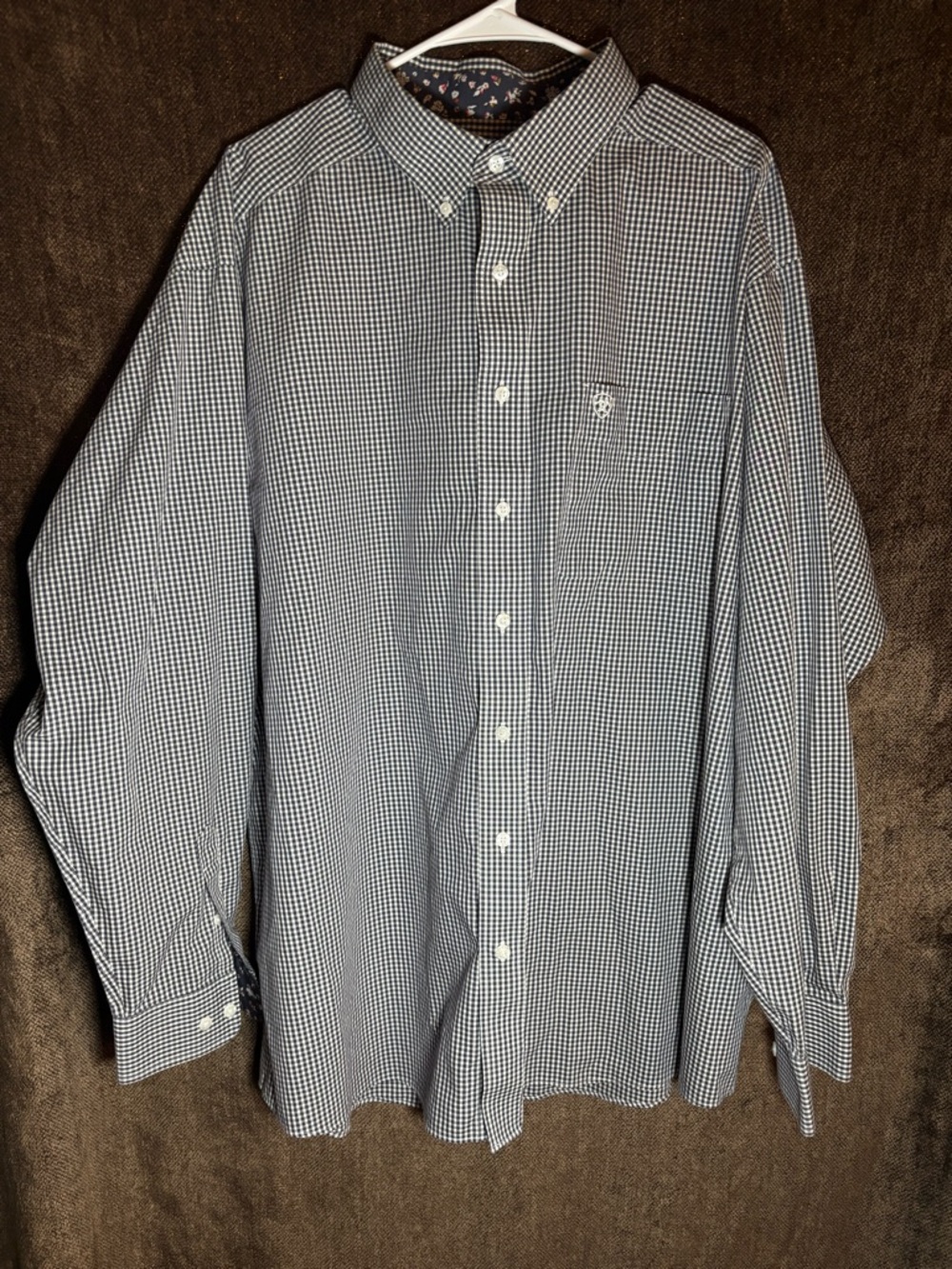 Ariat Men’s Navy and White Check Button-Down Shirt